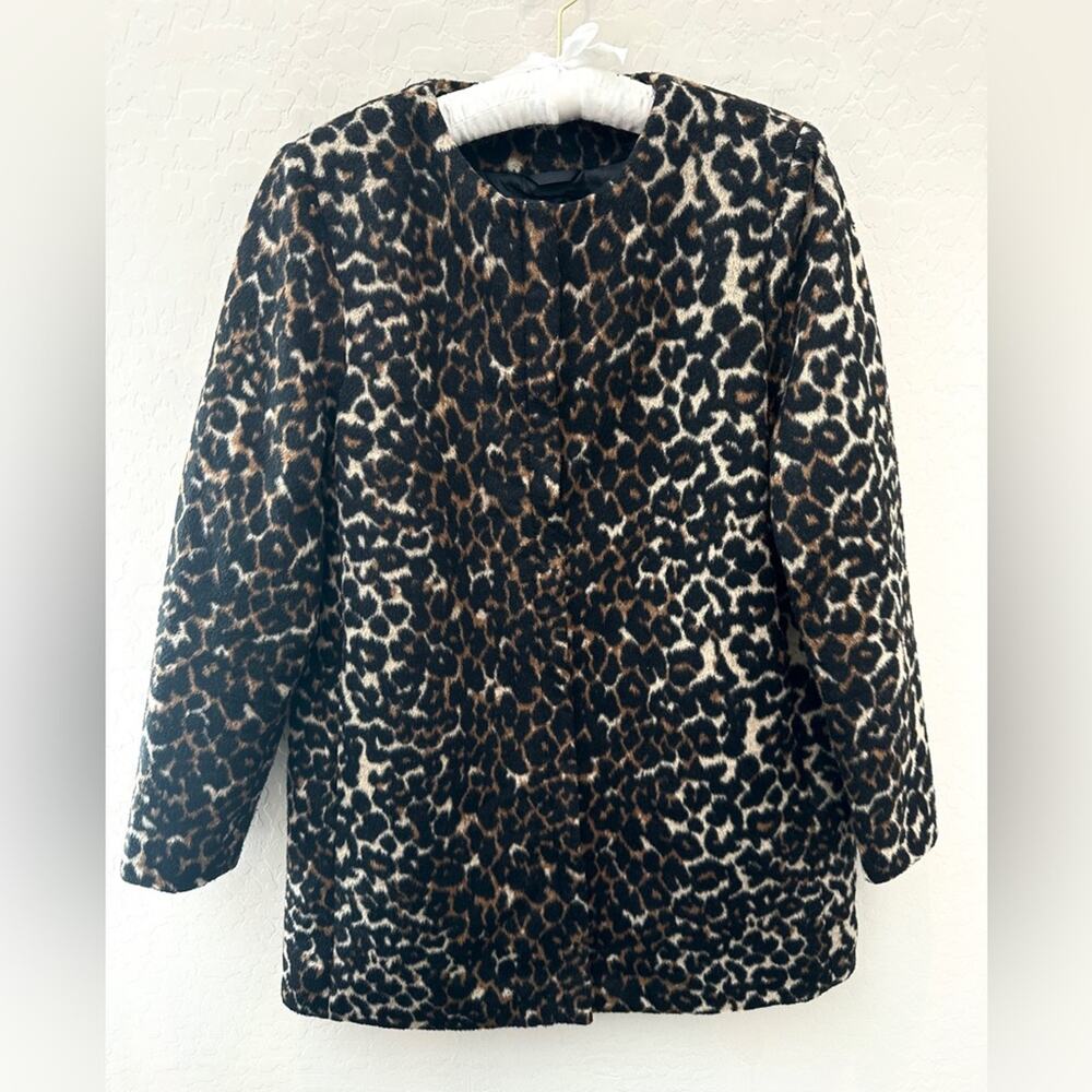 NINE WEST | Leopard Print Animal Faux Fur Zip Coat | Medium